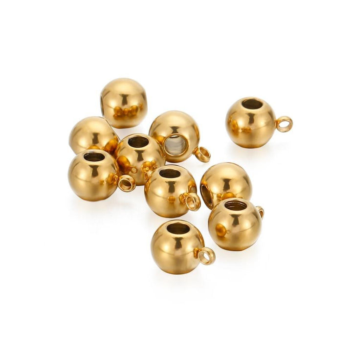 10pcs/lot 4/6/8/10mm Stainless Steel Charm Pendant Connectors Bracelet Beads DIY Necklace Bracelet Jewelry Findings.