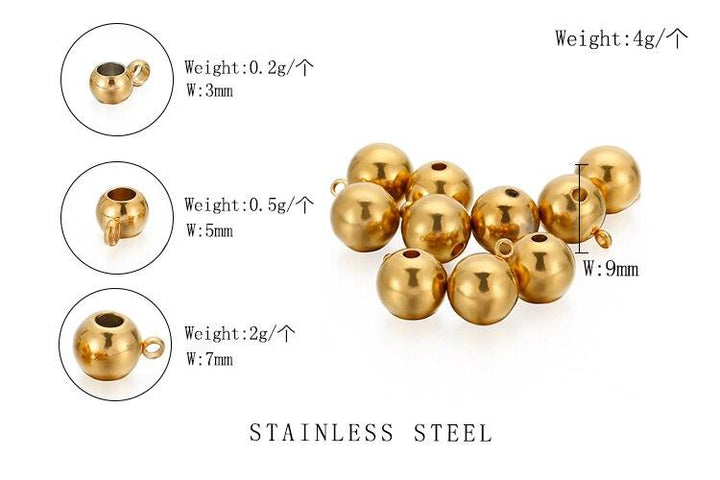 10pcs/lot 4/6/8/10mm Stainless Steel Charm Pendant Connectors Bracelet Beads DIY Necklace Bracelet Jewelry Findings.