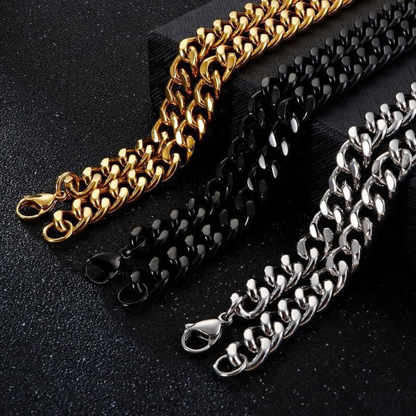 KALEN 11mm Width Chunky Cuban Chains For Men Women 45cm--65cm Stainless Steel Chain Choker Necklace Jewelry.