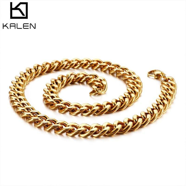 KALEN 11mm Width Chunky Cuban Chains For Men Women 45cm--65cm Stainless Steel Chain Choker Necklace Jewelry.