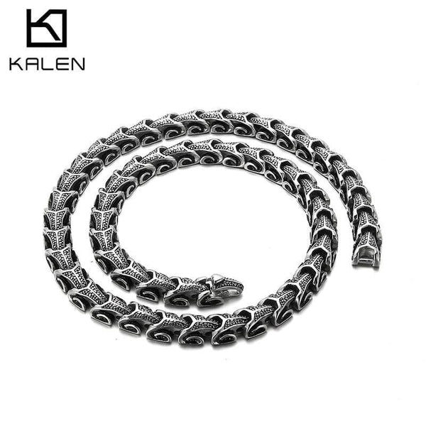 Kalen Punk Dragon Chain Animal Link Stainless Steel Men's Necklace Gothic Jewelry 45-60cm.