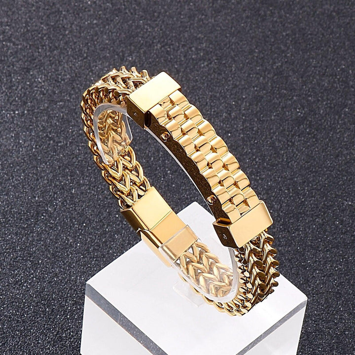 Kalen Hip Hop Bicycle Strap Chain High Quality Stainless Steel Box Chain Link Wristband Men's Bracelet.