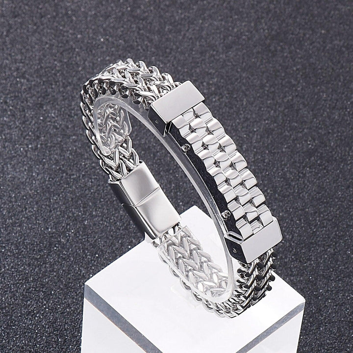 Kalen Hip Hop Bicycle Strap Chain High Quality Stainless Steel Box Chain Link Wristband Men's Bracelet.