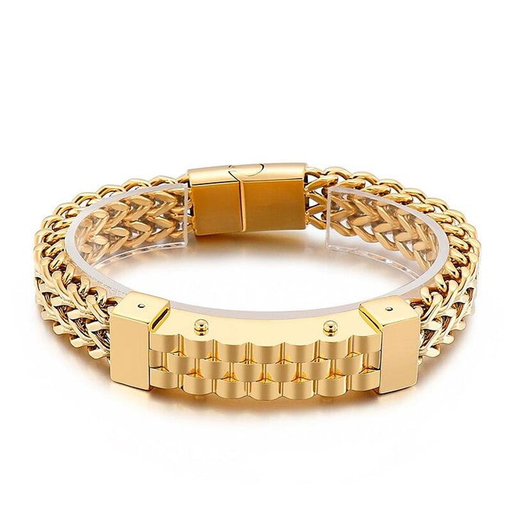 Kalen Hip Hop Bicycle Strap Chain High Quality Stainless Steel Box Chain Link Wristband Men's Bracelet.