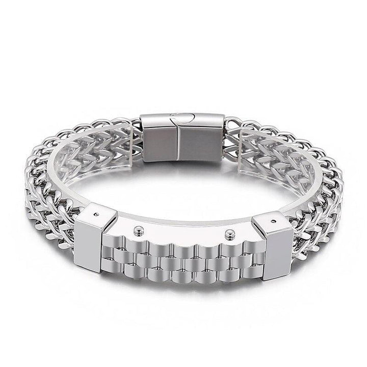 Kalen Hip Hop Bicycle Strap Chain High Quality Stainless Steel Box Chain Link Wristband Men's Bracelet.