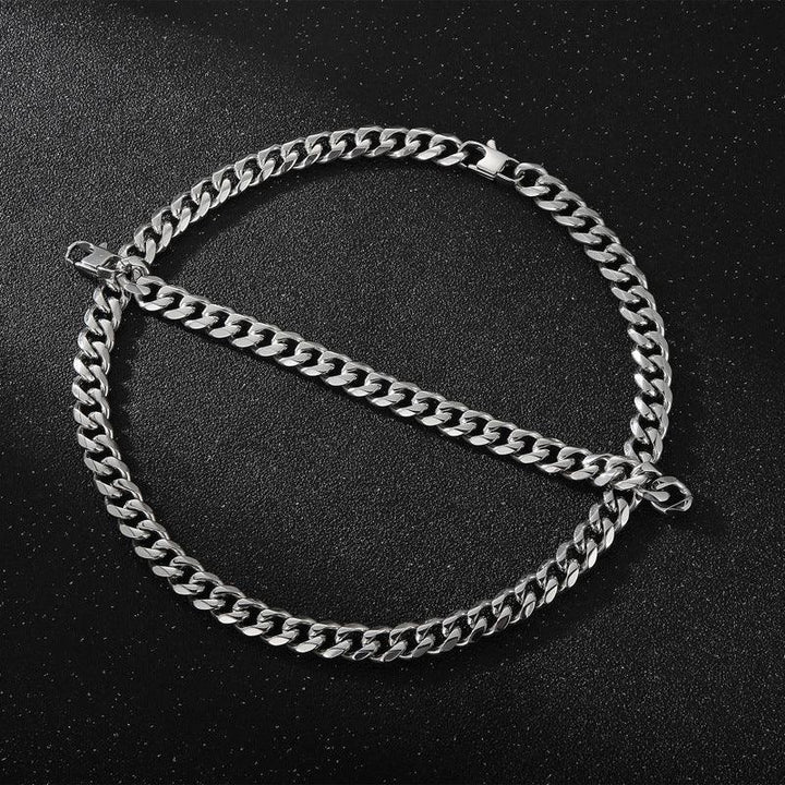 11mm Polished 6-Side Cut Curb Cuban Chain Bracelet Necklace with Buckle Clap - kalen