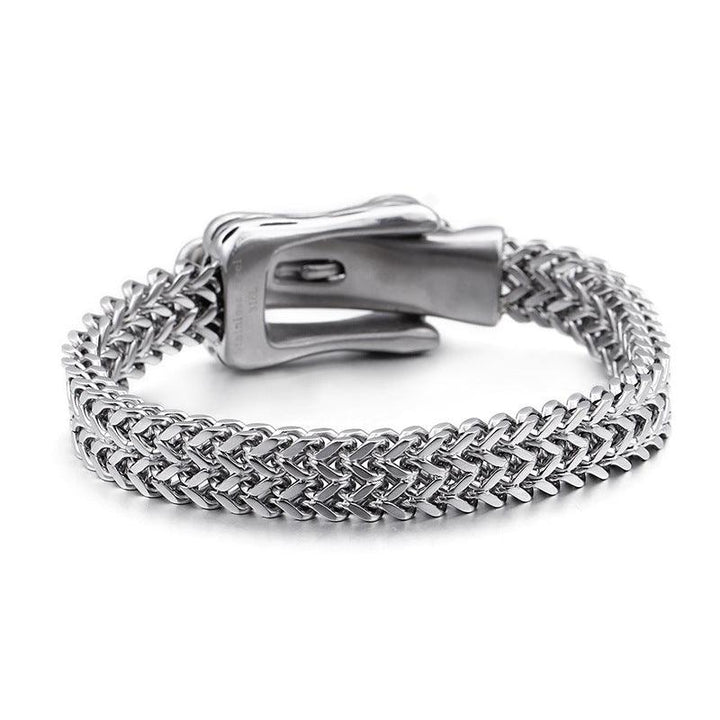 11mm Punk Foxtail Chain Stainless Steel Skull Charm Bracelet for Men - kalen