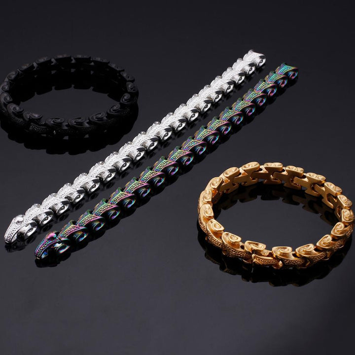 KALEN Punk Stainless Steel Dragon Grain Wrap Bracelets For Men  Bracelet &amp; Bangle  Armband Jewelry.