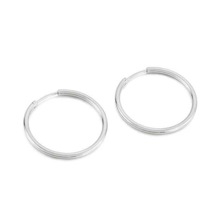 12/16/19/24/28/34mm Stainless Steel Circle Hoop Earrings - kalen