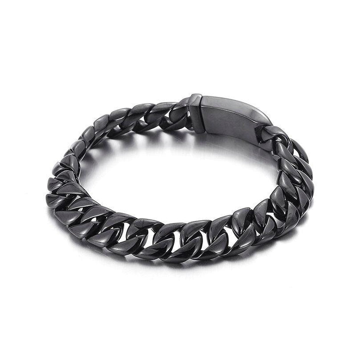 Kalen Cuban Chain 12mm Width O Chain Silver Color Bracelet 316L Stainless Steel Wristband Men's Fashion Accessory.