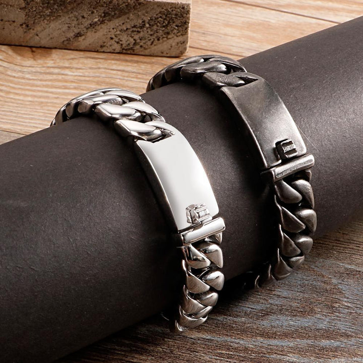 Kalen Cuban Chain 12mm Width O Chain Silver Color Bracelet 316L Stainless Steel Wristband Men's Fashion Accessory.