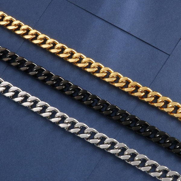 12mm Polished 4-Side Cut Curb Cuban Chain Bracelet Necklace with Casting Lobster Clap - kalen