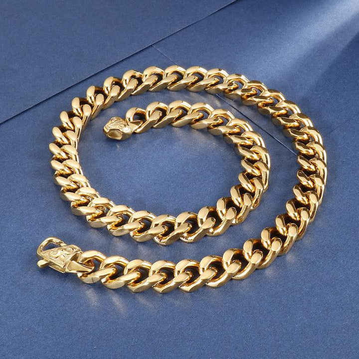 12mm Polished 4-Side Cut Curb Cuban Chain Bracelet Necklace with Casting Lobster Clap - kalen