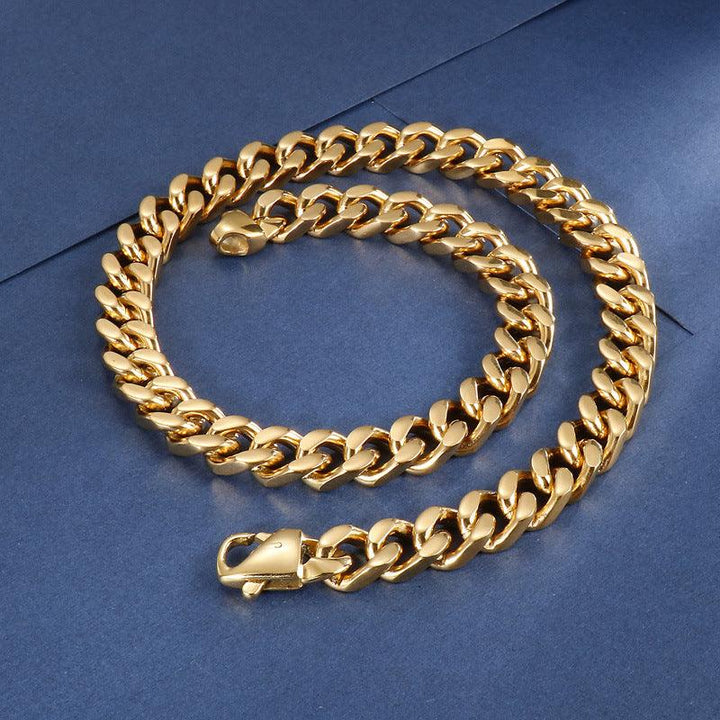 12mm Polished 4-Side Cut Curb Cuban Chain Bracelet Necklace with Lobster Clap - kalen