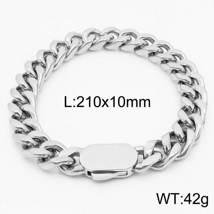 12mm Polished 4-Side Cut Curb Cuban Chain Bracelet with Push Button Clap - kalen