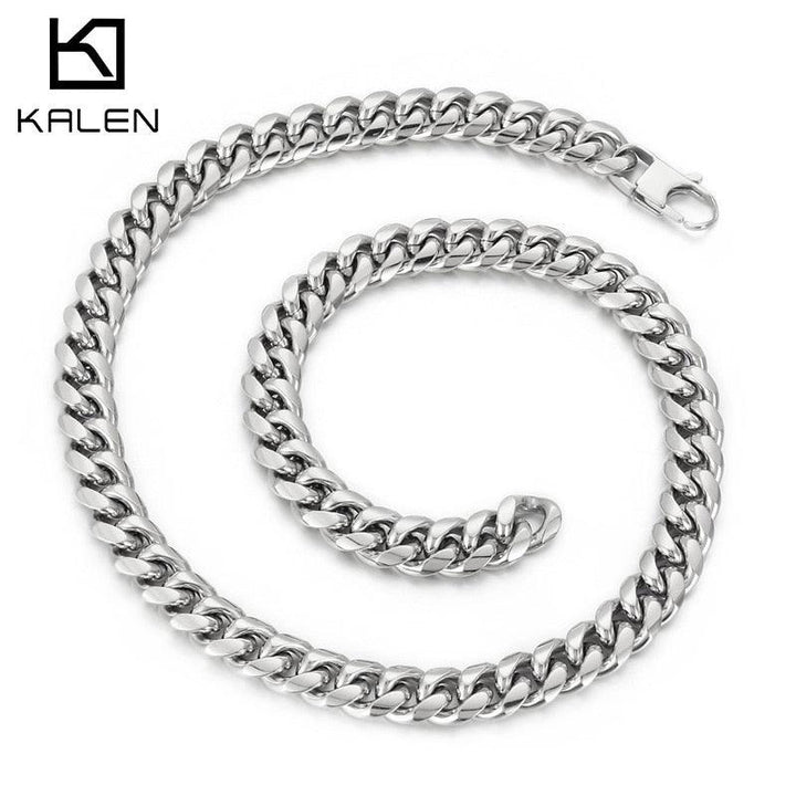 Kalen Punk 12mm Curb Cuban Chain Necklaces for Women Men Trendy Multi-size Link Jewelry Gifts.