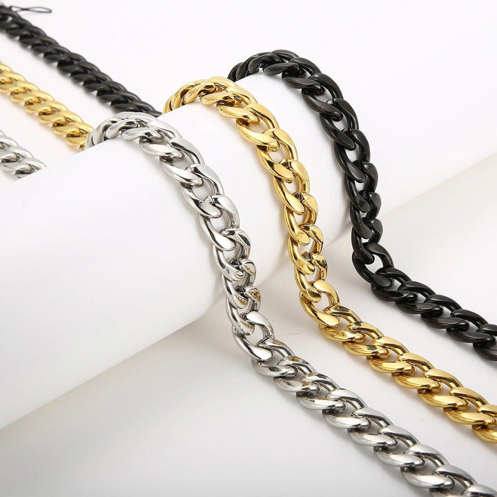 12mm Polished Miami Cuban Chain Necklace with Zircon Push Button Lock Clap - kalen