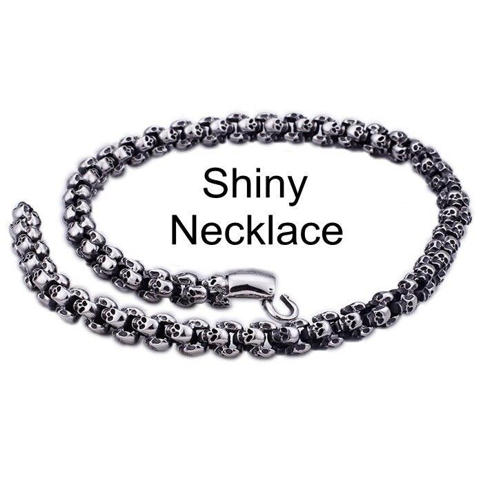 KALEN Punk 50~70cm Long Skull Necklaces Men Stainless Steel Brushed Polished Charm Link Chains Choker Male Gothic Jewelry.
