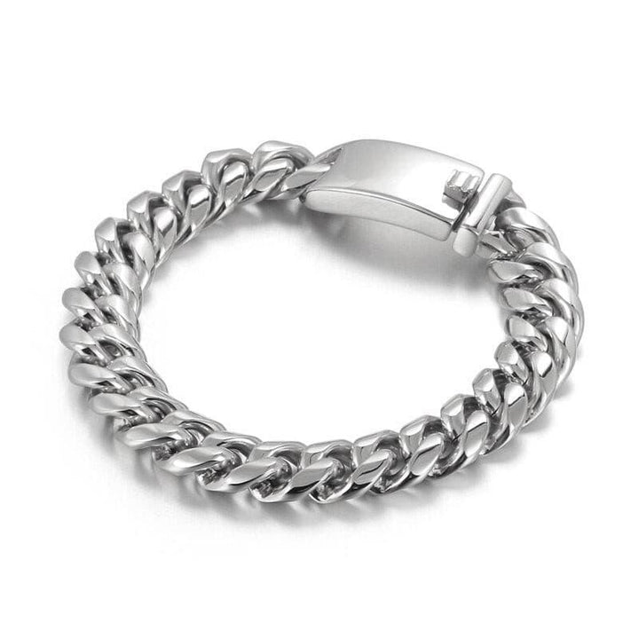 Kalen Fashion Simple Polished Cuban O-chain 12mm Wide Men's Stainless Steel Bracelet Jewelry Accessories.