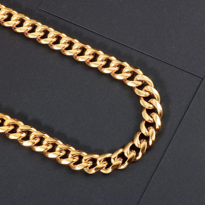 13/15mm Polished Miami Cuban Link Chain Bracelet Necklace Set With With Lock Push Button Clap - kalen