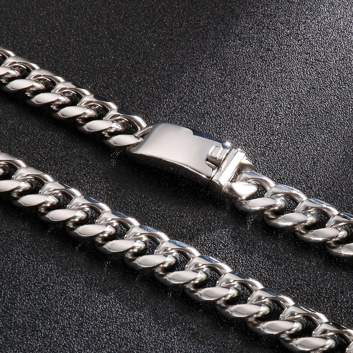 Kalen Cuban Chain Large Wide Chain Fashion Men's Stainless Steel 13mm 15mm Necklace Jewelry Accessory.