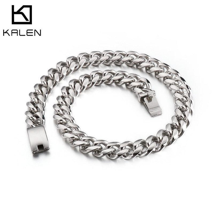 Kalen Cuban Chain Large Wide Chain Fashion Men's Stainless Steel 13mm 15mm Necklace Jewelry Accessory.