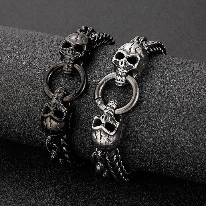 13mm Franco Rope Chain Skull Charm Bracelet for Men - kalen