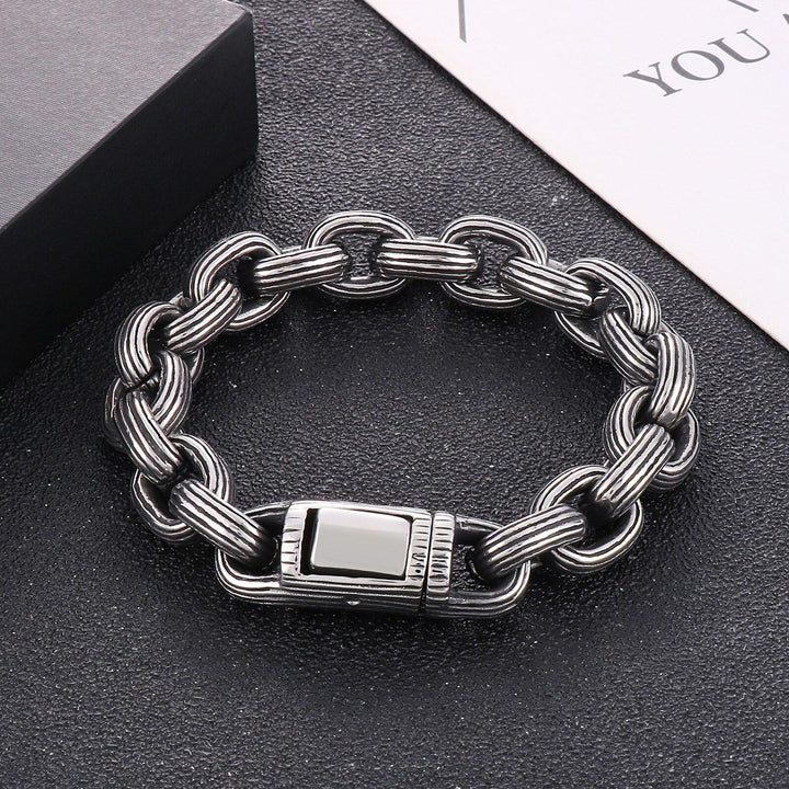 Kalen 13mm Wide O Chain Vintage Men's Stainless Steel Bracelet 220mm Jewelry Accessories.