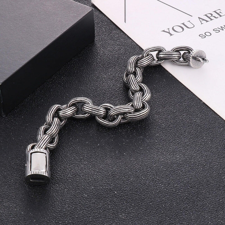 Kalen 13mm Wide O Chain Vintage Men's Stainless Steel Bracelet 220mm Jewelry Accessories.