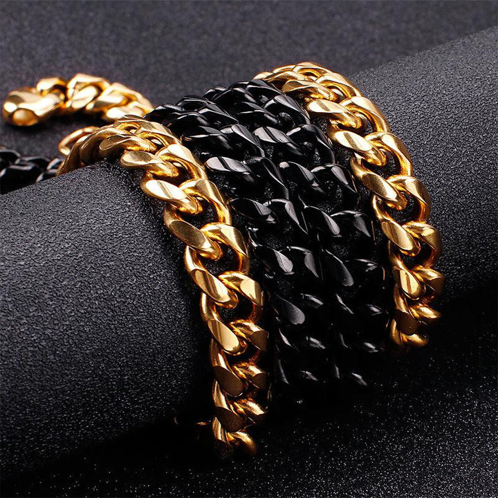 13mm Polished Miami Cuban Link Chain Bracelet Necklace With Lobster Clap - kalen