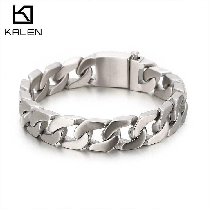 Kalen Brushed 14mm High Quality Stainless Steel Men's Bracelet Simple O-chain Accessories Assembly Jewelry.