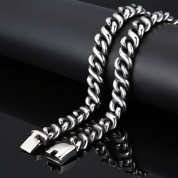 KALEN 60cm 316L Stainless Steel Cast Link Chain Necklace Men Heavy Jewelry.