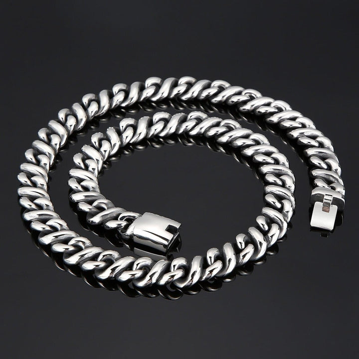 KALEN 60cm 316L Stainless Steel Cast Link Chain Necklace Men Heavy Jewelry.