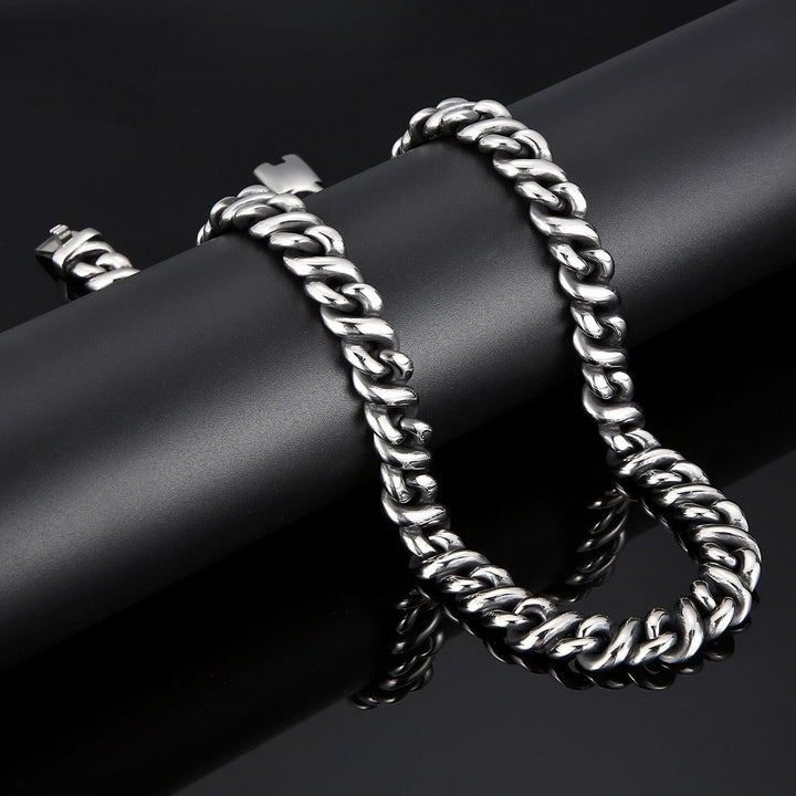 KALEN 60cm 316L Stainless Steel Cast Link Chain Necklace Men Heavy Jewelry.