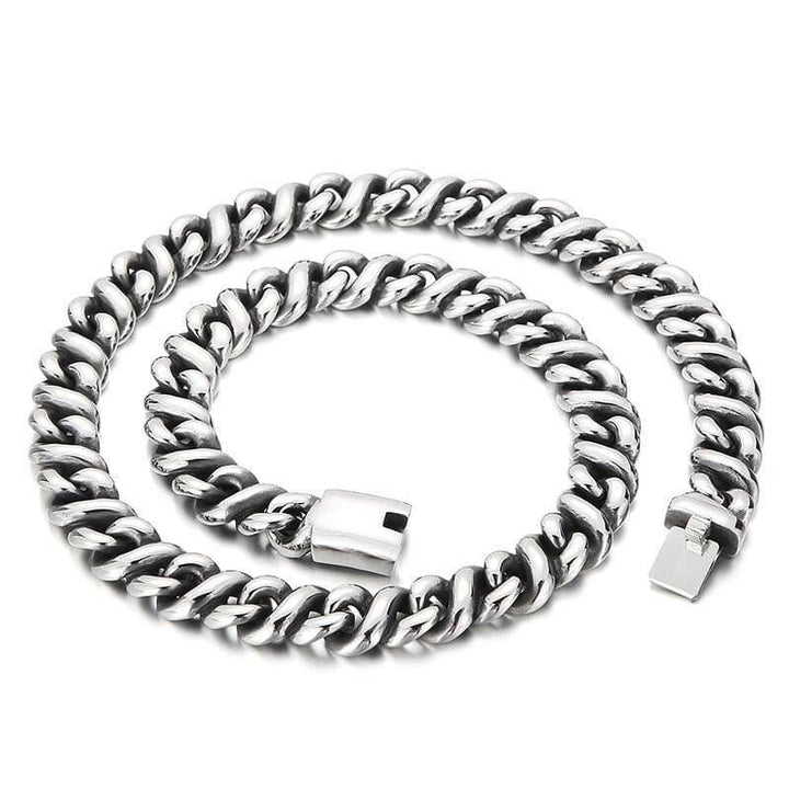 KALEN 60cm 316L Stainless Steel Cast Link Chain Necklace Men Heavy Jewelry.