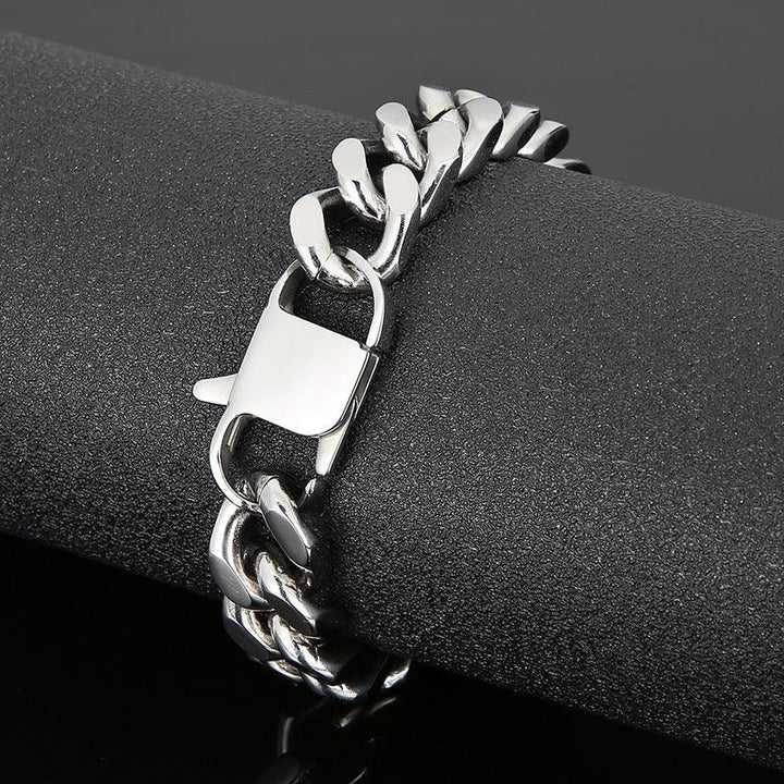 14mm Polished 4-Side Cut Curb Cuban Chain Bracelet Necklace with Lobster Clap - kalen