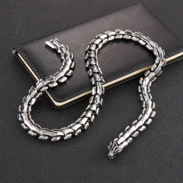 Kalen 15mm Trend Viking Splicing Chain High Polished Wolf Skeleton Accessory Link Punk Men's Necklace Trendy Jewelry.