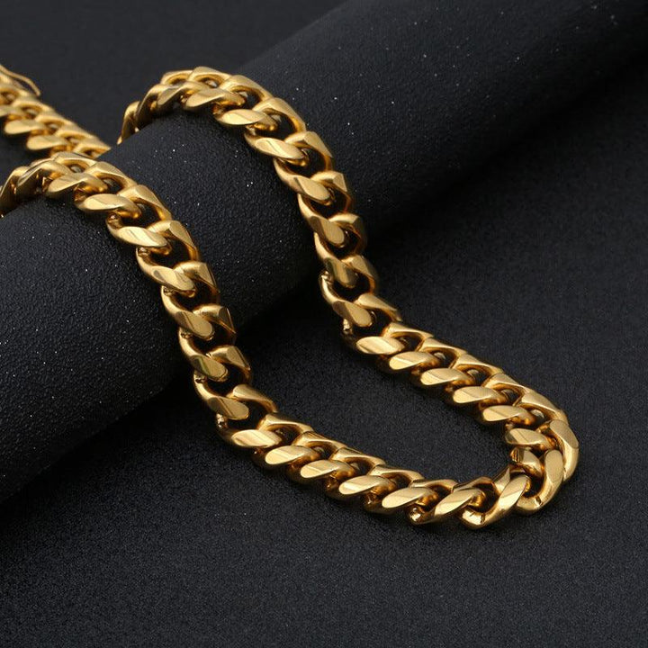 15mm Polished Miami Cuban Link Chain Bracelet Necklace Set With With Lock Zircon Push Button Clap - kalen