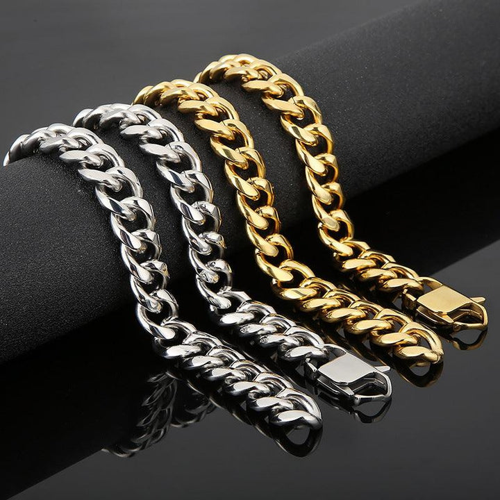 15mm Polished Miami Cuban Link Chain Necklace Bracelet Set With Lobster Clap - kalen