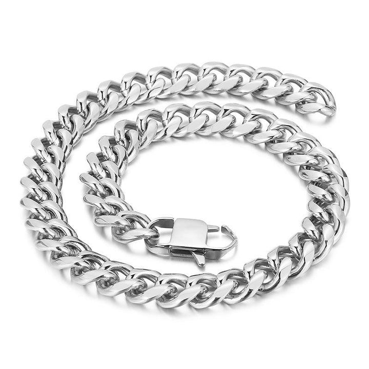 15mm Polished Miami Cuban Link Chain Necklace Bracelet Set With Lobster Clap - kalen