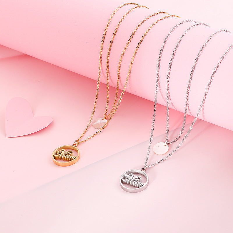 Kalen Stainless Steel Double Layer Pearl Mother Pendant Necklace Wholesale For Women - view 1