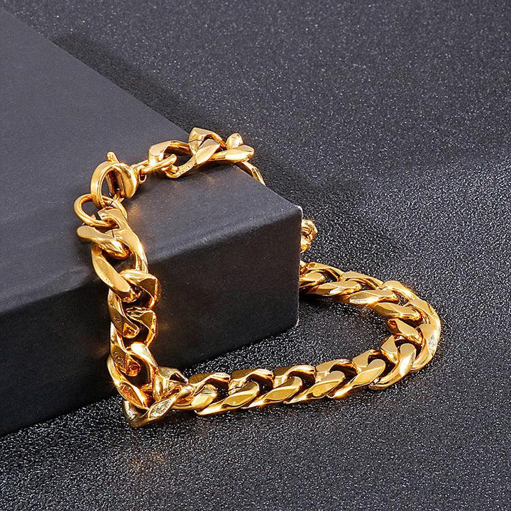 16mm Polished 6-Side Cut Curb Cuban Chain Bracelet Necklace with Buckle Clap - kalen