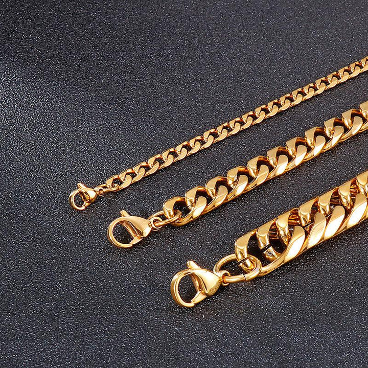 16mm Polished 6-Side Cut Curb Cuban Chain Bracelet Necklace with Buckle Clap - kalen