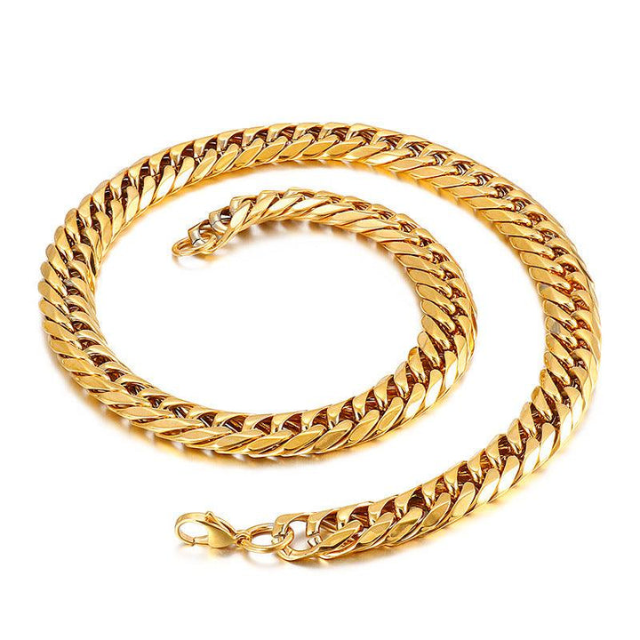 16mm Polished 6-Side Cut Curb Cuban Chain Bracelet Necklace with Buckle Clap - kalen