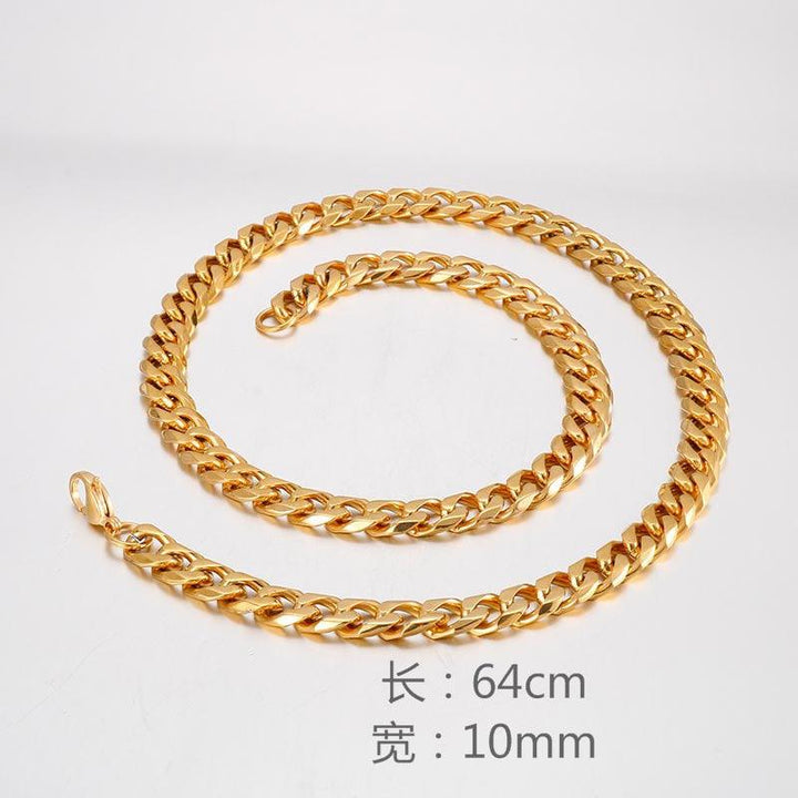 16mm Polished 6-Side Cut Curb Cuban Chain Bracelet Necklace with Buckle Clap - kalen