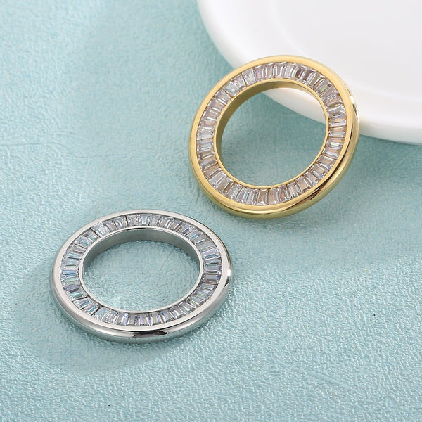 1pcs 30mm Inlay Zircon Circle Charms DIY Jewelry Stainless Steel Round Connect with Zircon Accessories Bracelet Necklace Jewelry.