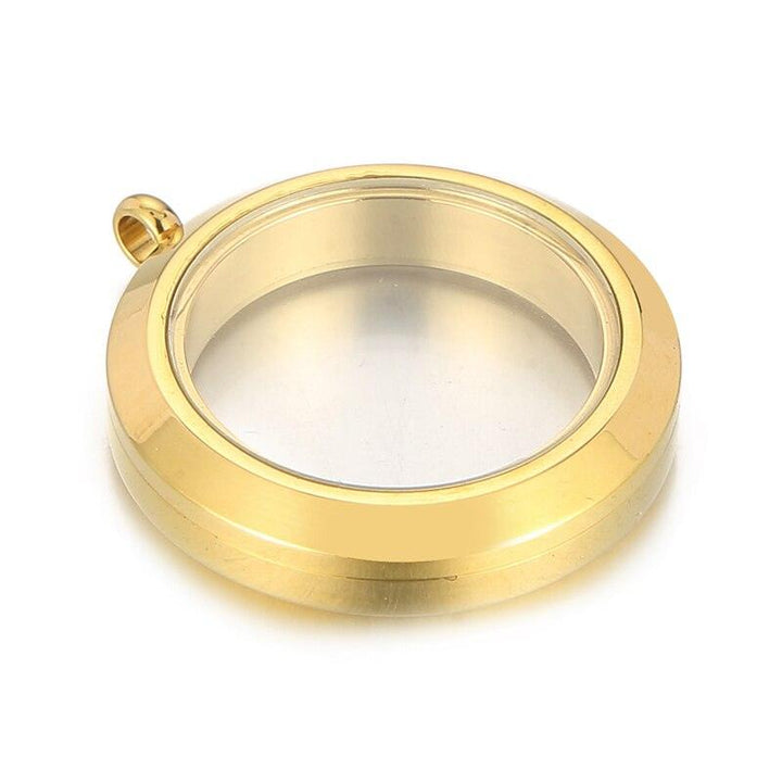 1pcs Glass Living Memory Locket Floating Charms Locket Medallion Stainless Steel Necklace Pendant For Men Women Jewelry Making.