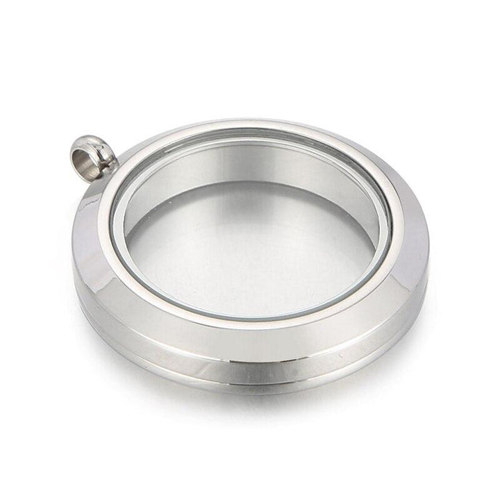 1pcs Glass Living Memory Locket Floating Charms Locket Medallion Stainless Steel Necklace Pendant For Men Women Jewelry Making.