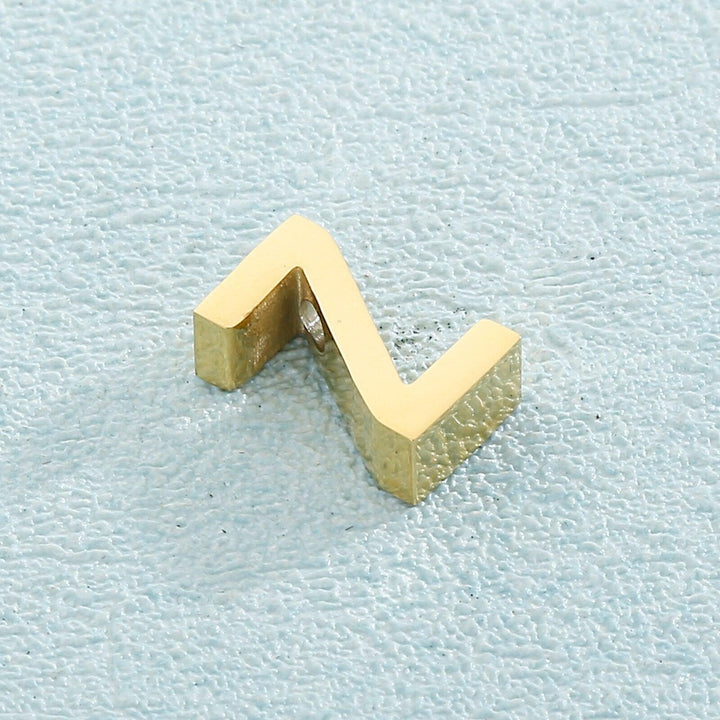 1pcs/lot Polished Small Letter Charms High Quality Silver Gold Stainless Steel Shiny DIY Making Jewelry 12x9mm With 2mm Hole.