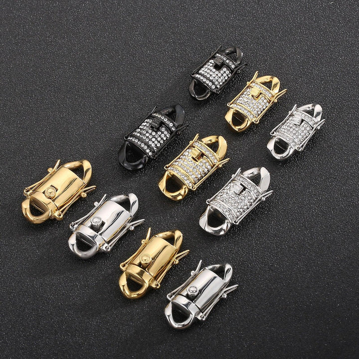 1Set Rhinestone Paved Round Metal Snap Clasps Hook Bracelet Necklace Zircon/Polished Connection Clasps DIY Jewlery Make.